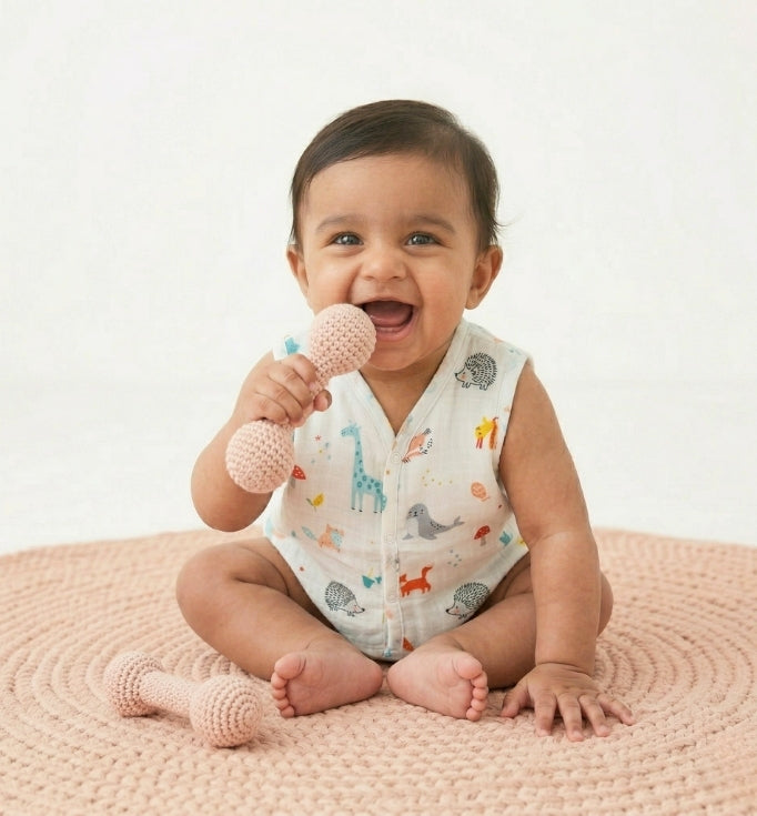 Premium Muslin Baby Jabla – Baby Animals Print