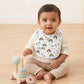 Premium Muslin Baby Bib – White unicorn rainbow Print