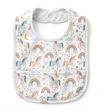 Premium Muslin Baby Bib – Pink unicorn rainbow Print