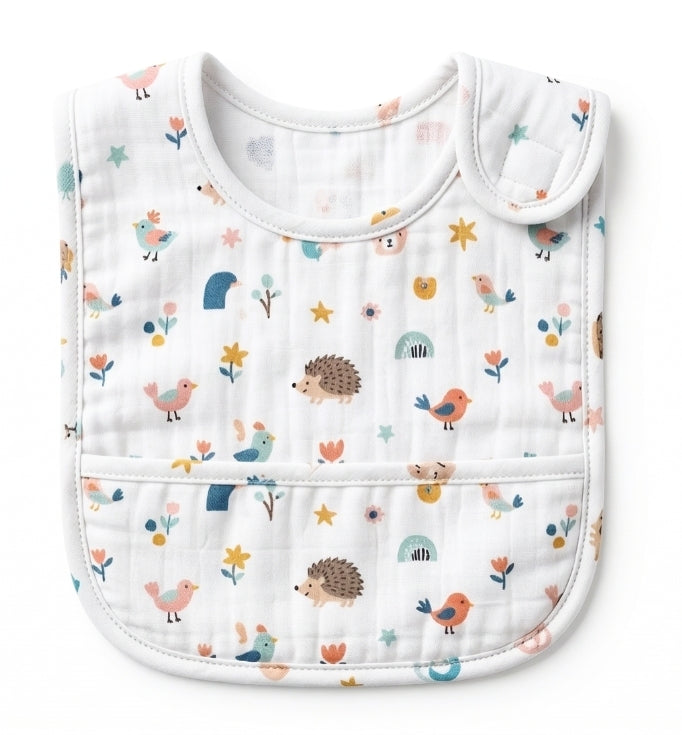 Premium Muslin Baby Bib – Baby Animal Print