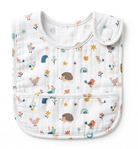 Premium Muslin Baby Bib – Baby Animal Print
